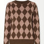 Maglia girocollo con rombi DORABELLA XL / Cioccolato
