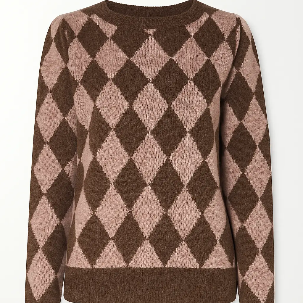 Maglia girocollo con rombi DORABELLA XL / Cioccolato