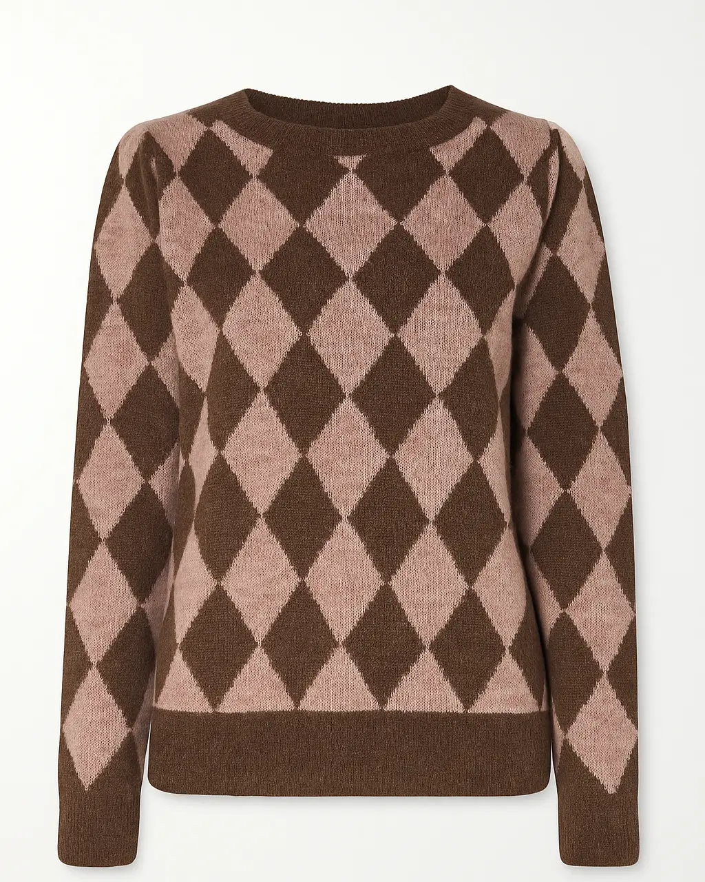 Maglia girocollo con rombi DORABELLA XL / Cioccolato