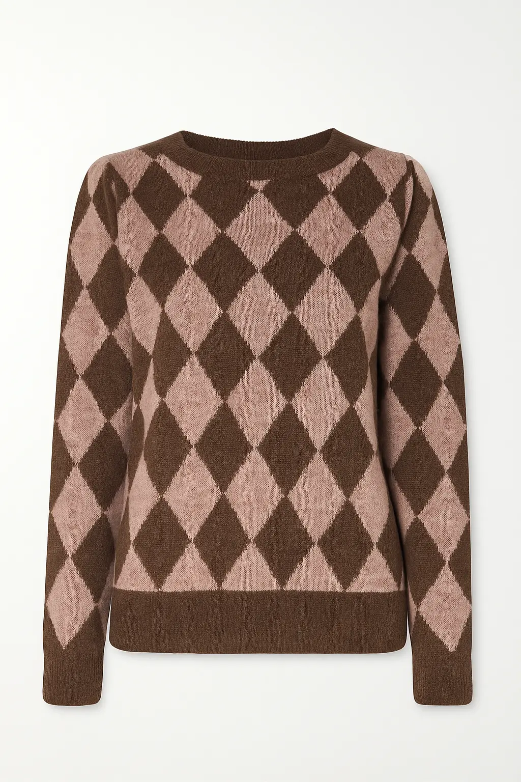 Maglia girocollo con rombi DORABELLA XL / Cioccolato