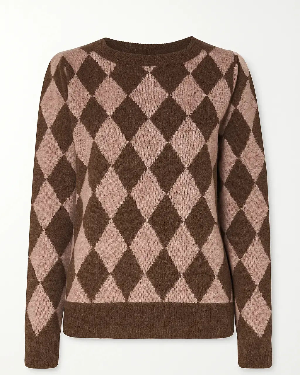 Maglia girocollo con rombi DORABELLA XL / Cioccolato