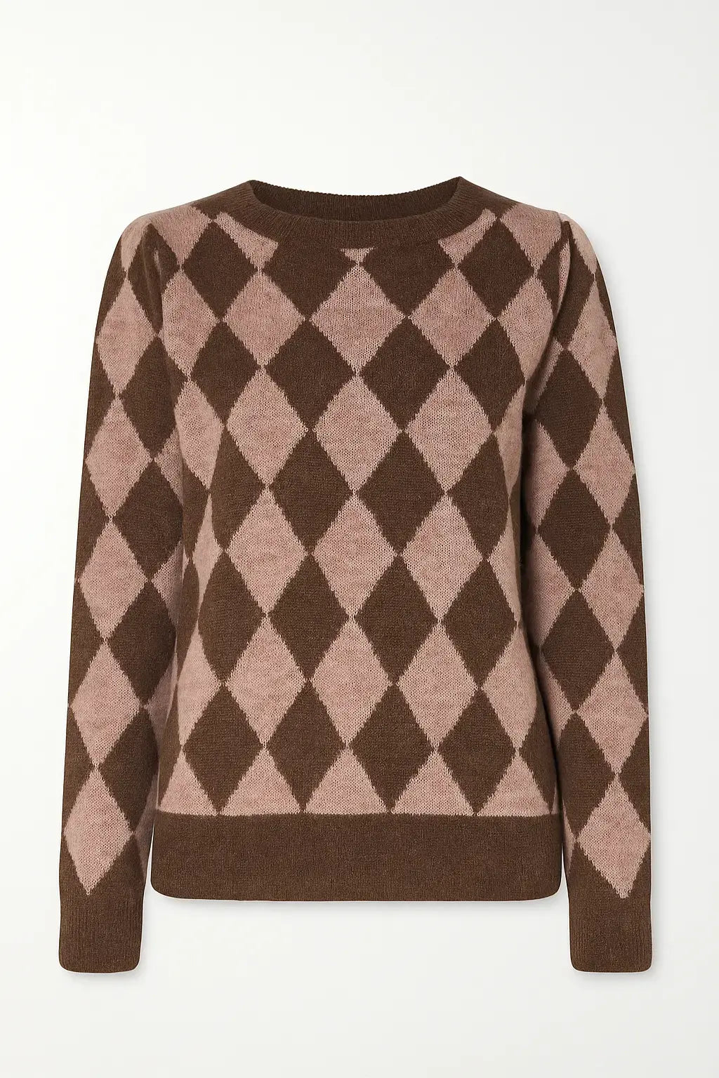 Maglia girocollo con rombi DORABELLA XL / Cioccolato