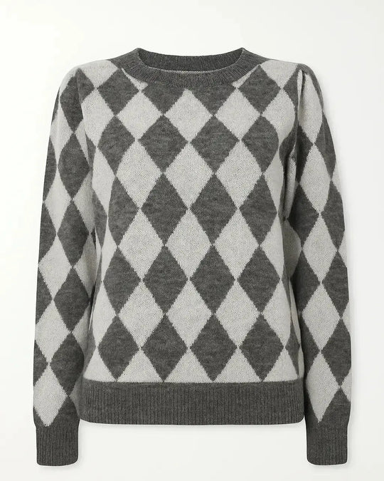 Maglia girocollo con rombi DORABELLA XL / Grigio