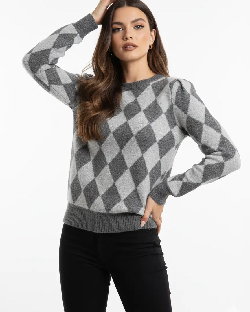 Maglia girocollo con rombi DORABELLA