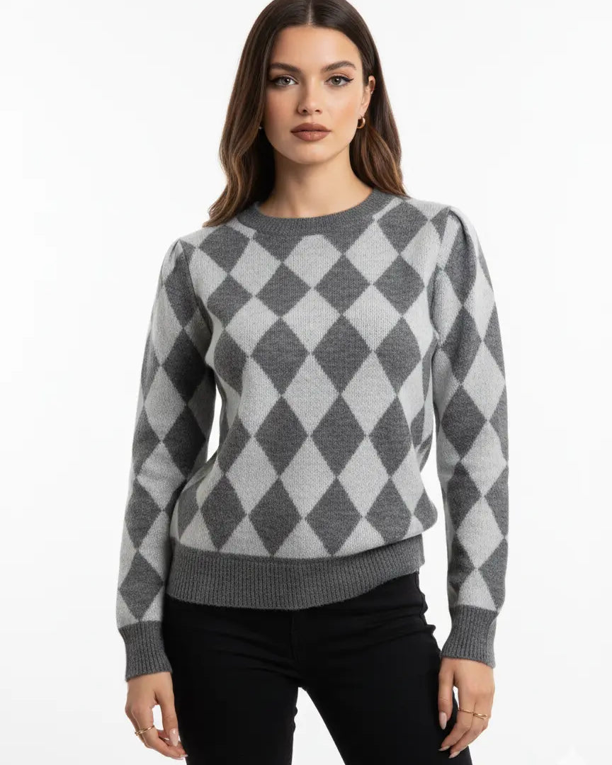 Maglia girocollo con rombi DORABELLA