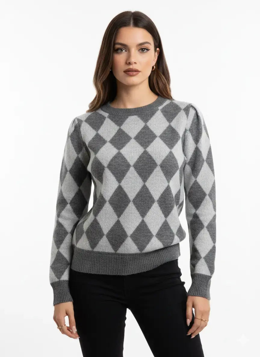 Maglia girocollo con rombi DORABELLA
