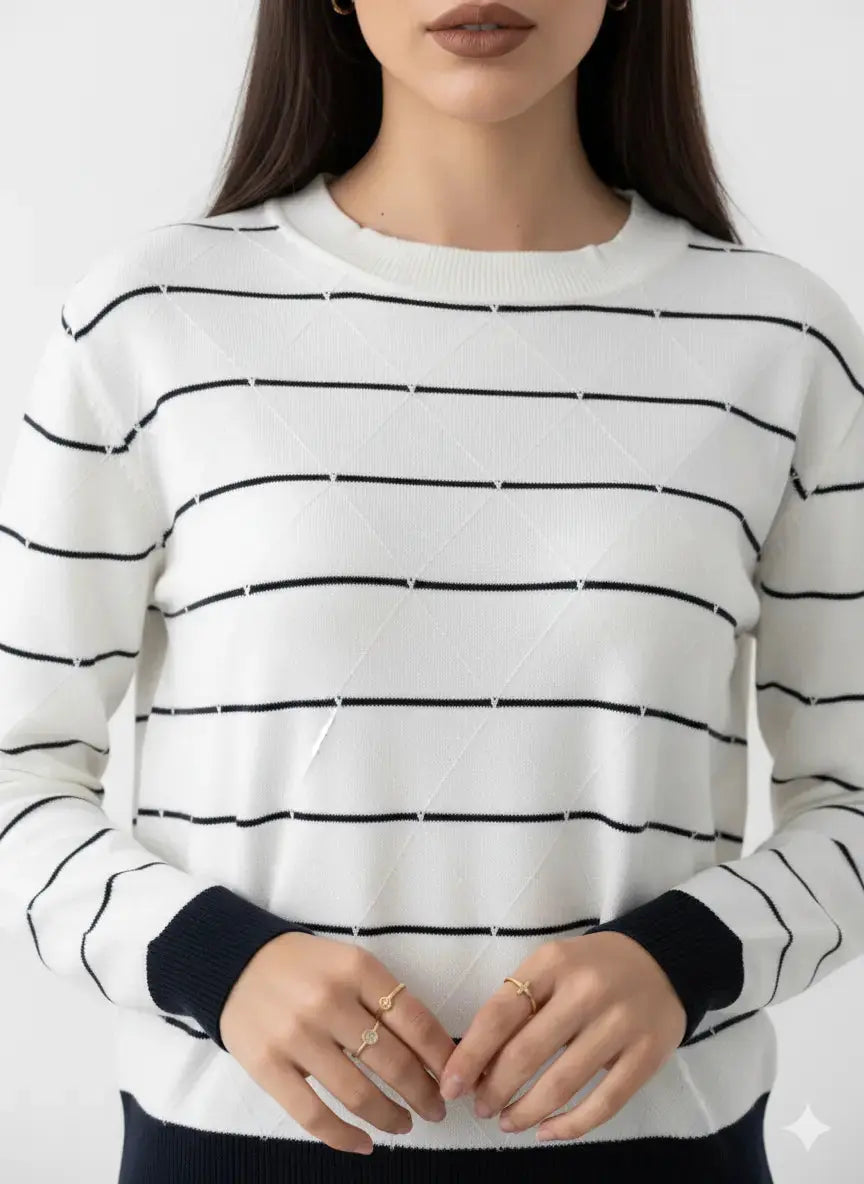 Maglia girocollo con rombi a rilievo DORABELLA