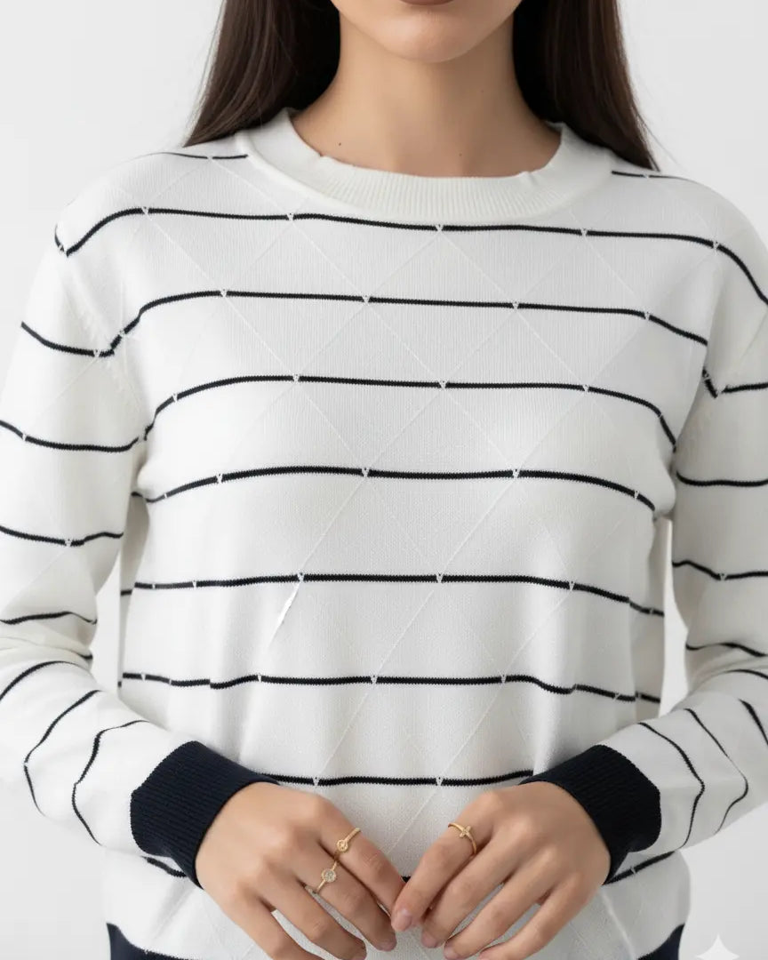 Maglia girocollo con rombi a rilievo DORABELLA