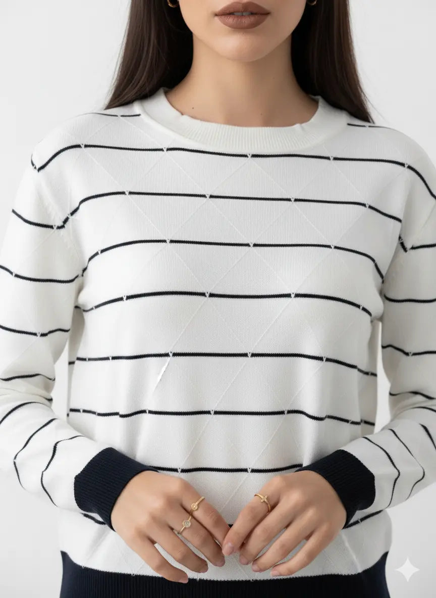 Maglia girocollo con rombi a rilievo DORABELLA