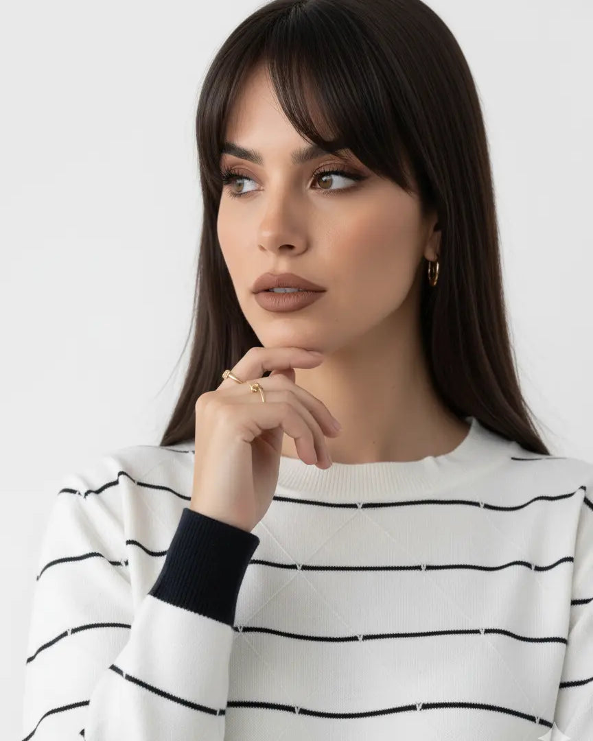 Maglia girocollo con rombi a rilievo DORABELLA