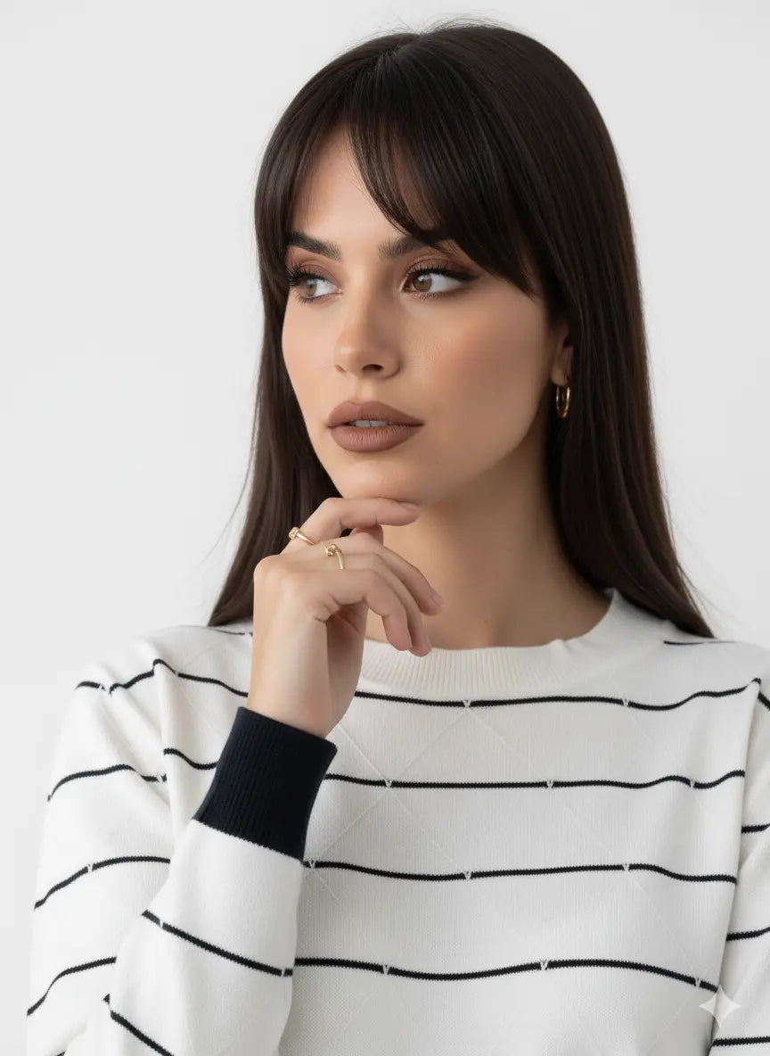 Maglia girocollo con rombi a rilievo DORABELLA