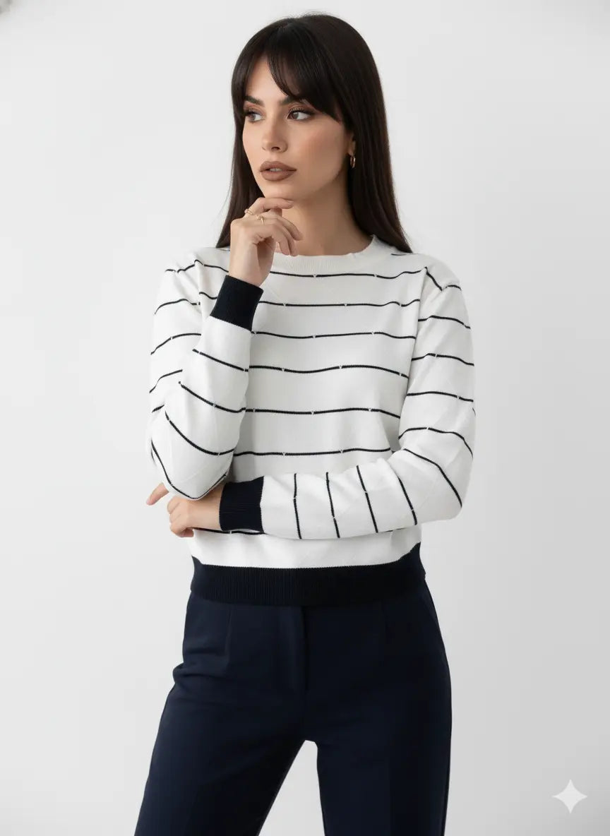 Maglia girocollo con rombi a rilievo DORABELLA