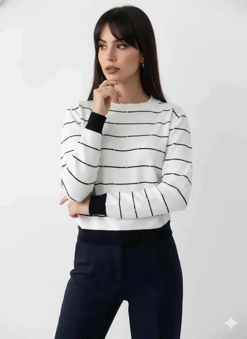 Maglia girocollo con rombi a rilievo DORABELLA