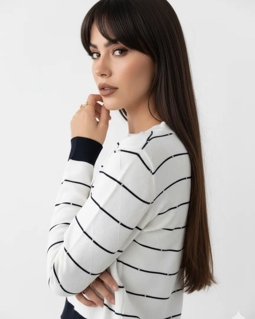 Maglia girocollo con rombi a rilievo DORABELLA