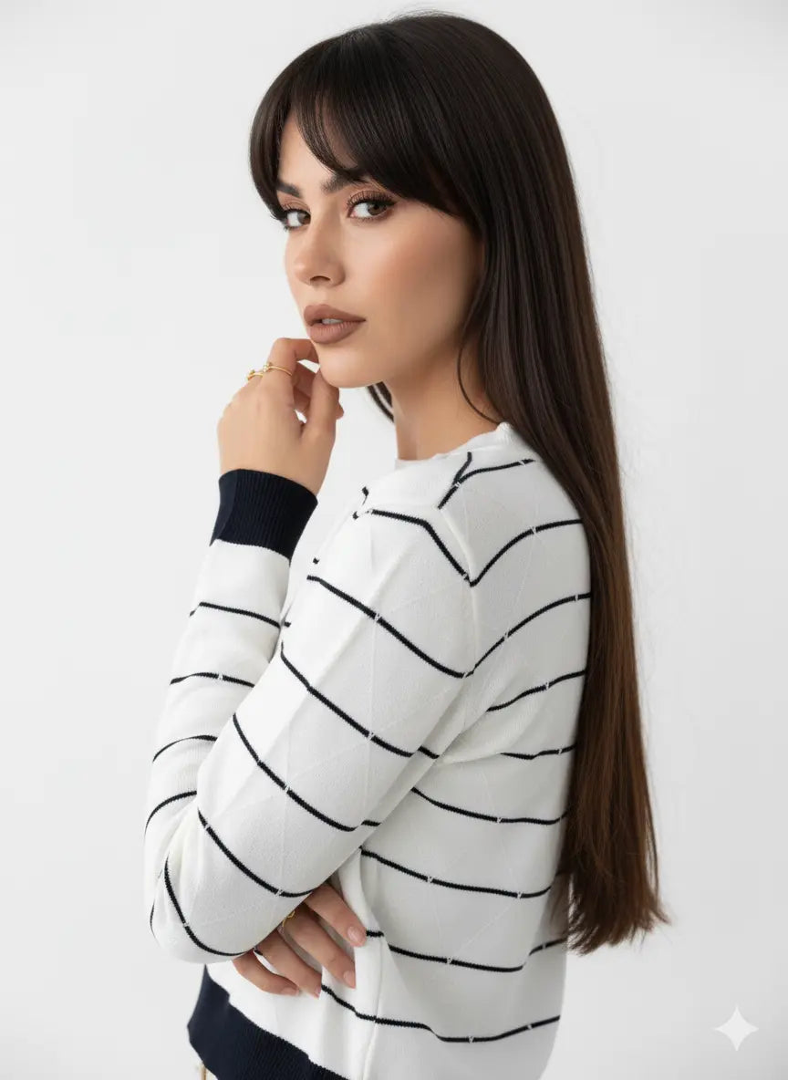 Maglia girocollo con rombi a rilievo DORABELLA