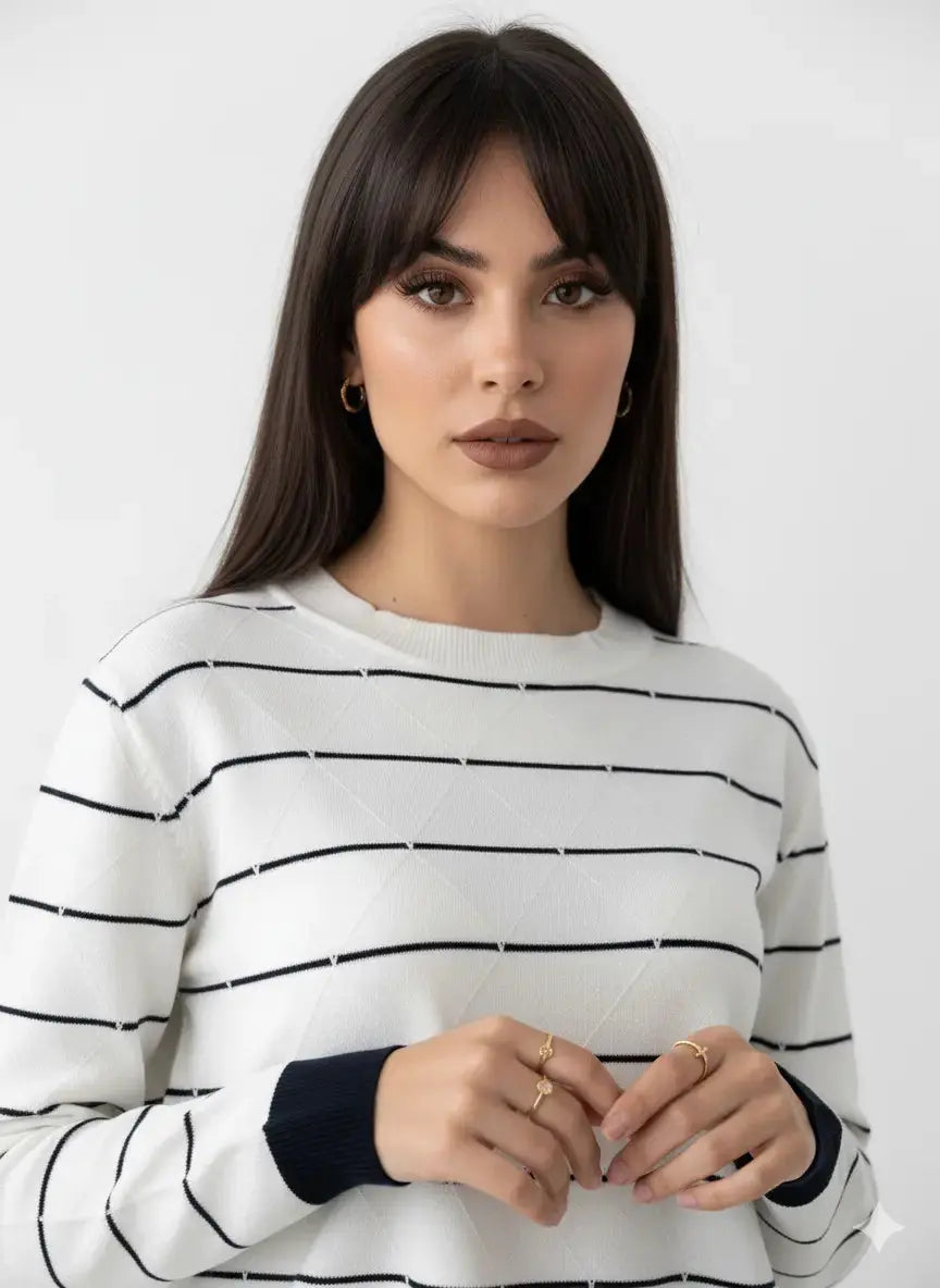 Maglia girocollo con rombi a rilievo DORABELLA
