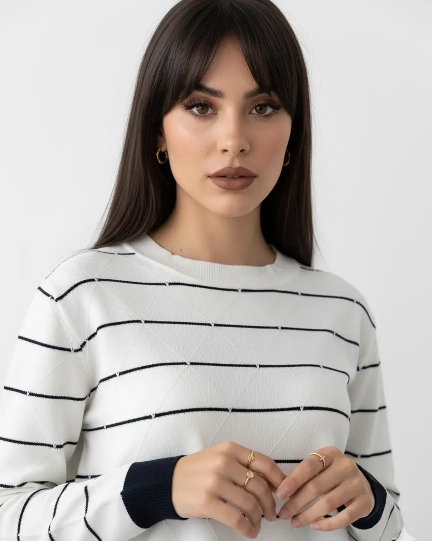 Maglia girocollo con rombi a rilievo DORABELLA