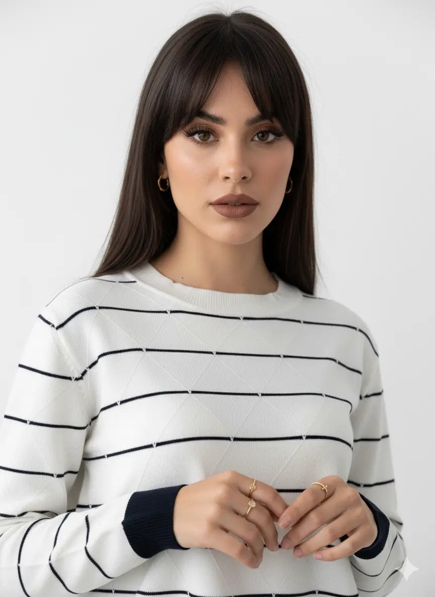 Maglia girocollo con rombi a rilievo DORABELLA