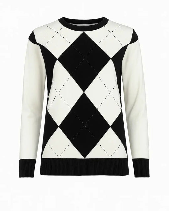 Maglia girocollo con rombi e applicazioni DORABELLA
