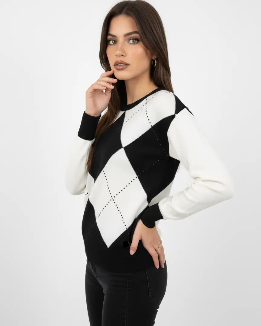 Maglia girocollo con rombi e applicazioni DORABELLA