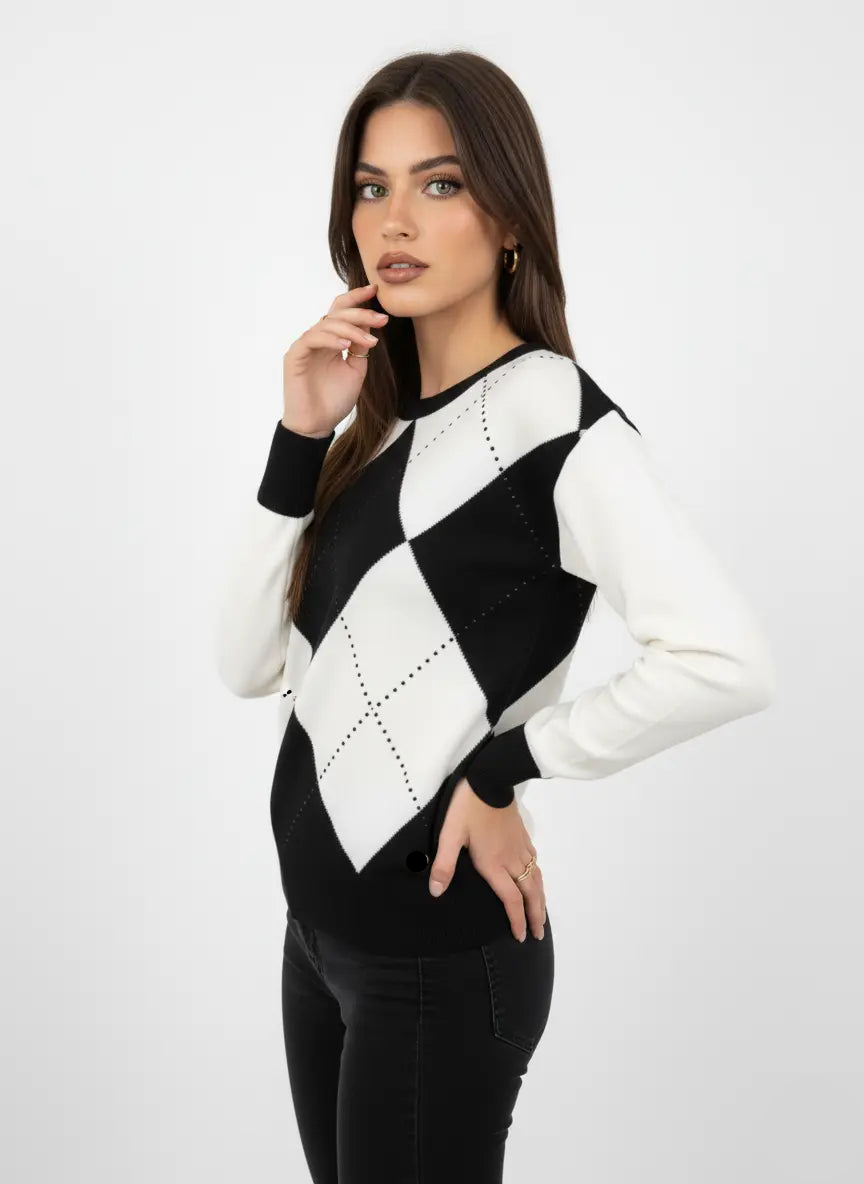 Maglia girocollo con rombi e applicazioni DORABELLA