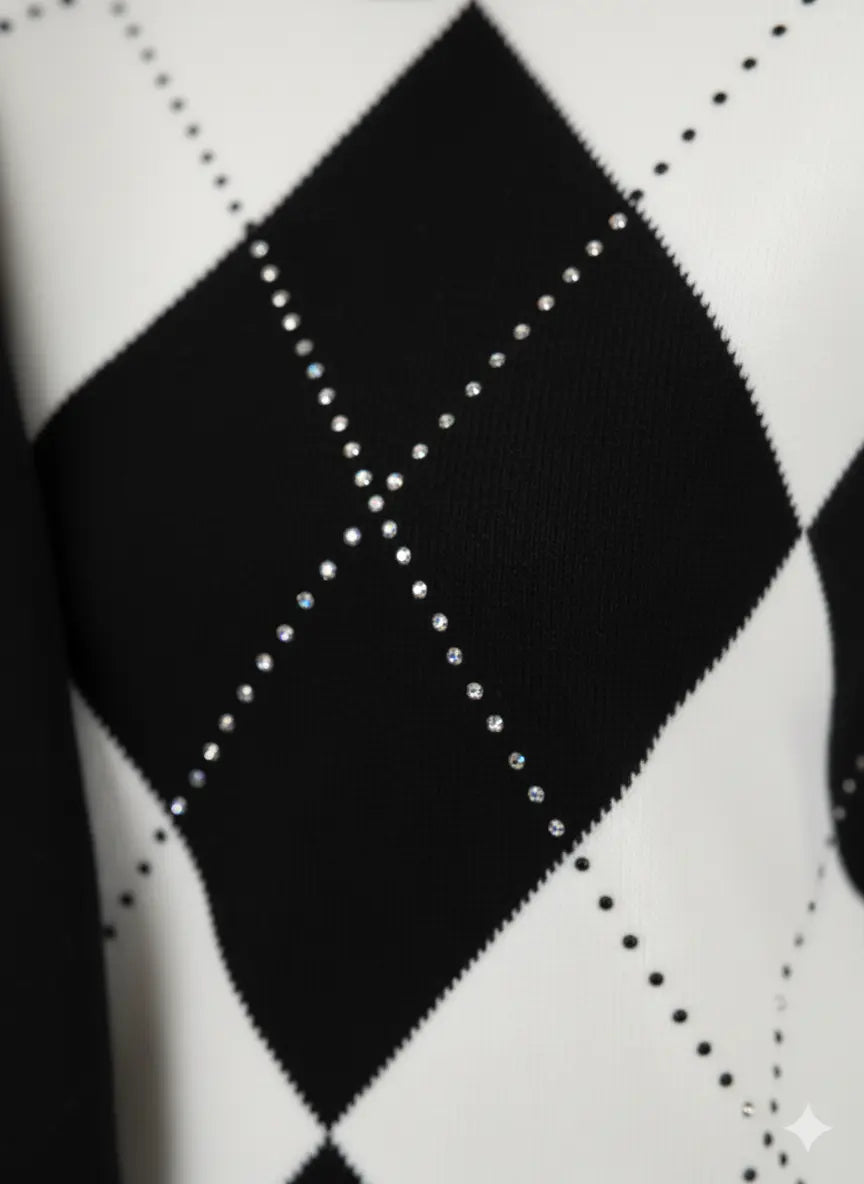 Maglia girocollo con rombi e applicazioni DORABELLA