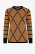 Maglia girocollo con rombi e righe con collo removibile DORABELLA PIU'