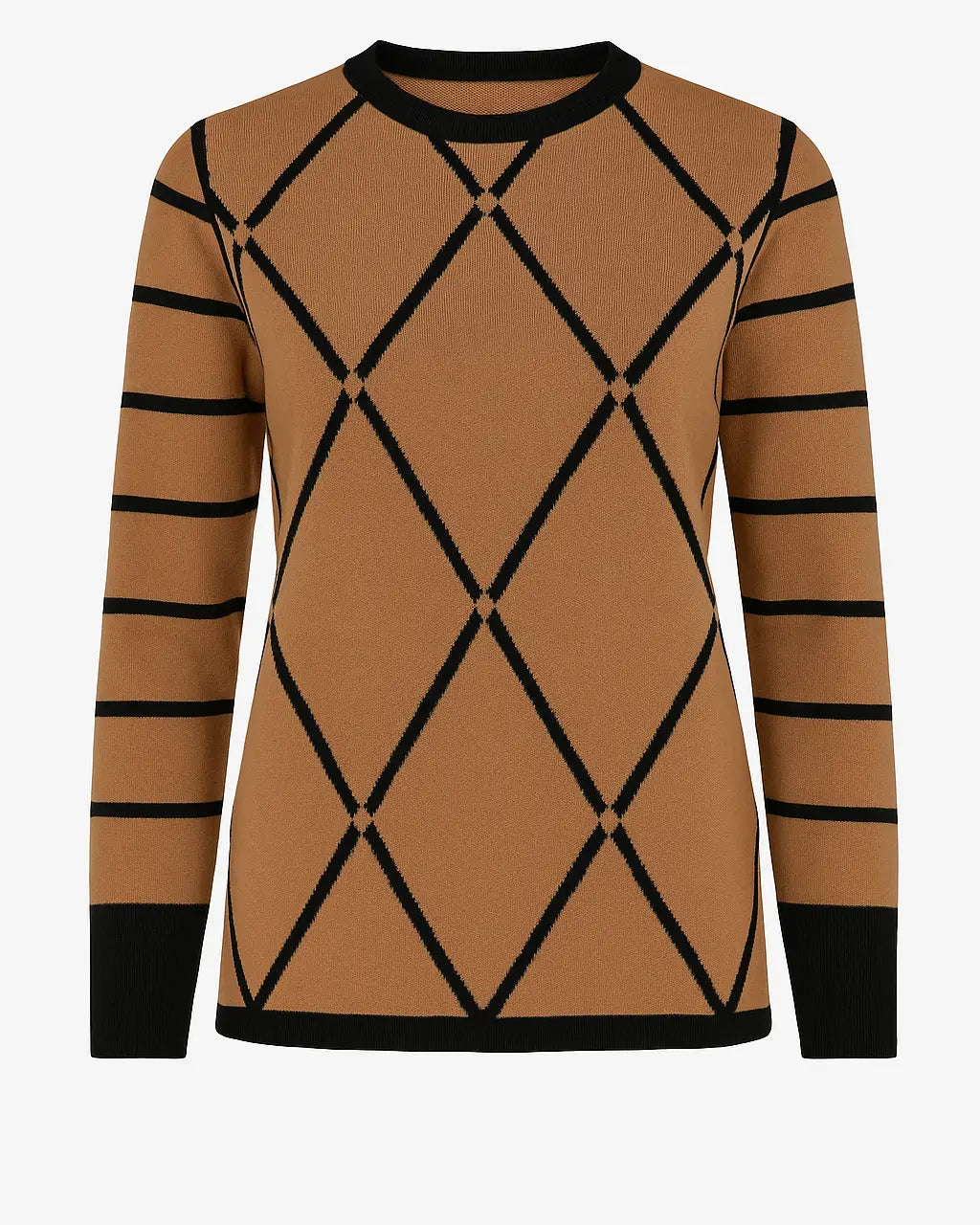 Maglia girocollo con rombi e righe con collo removibile DORABELLA PIU'