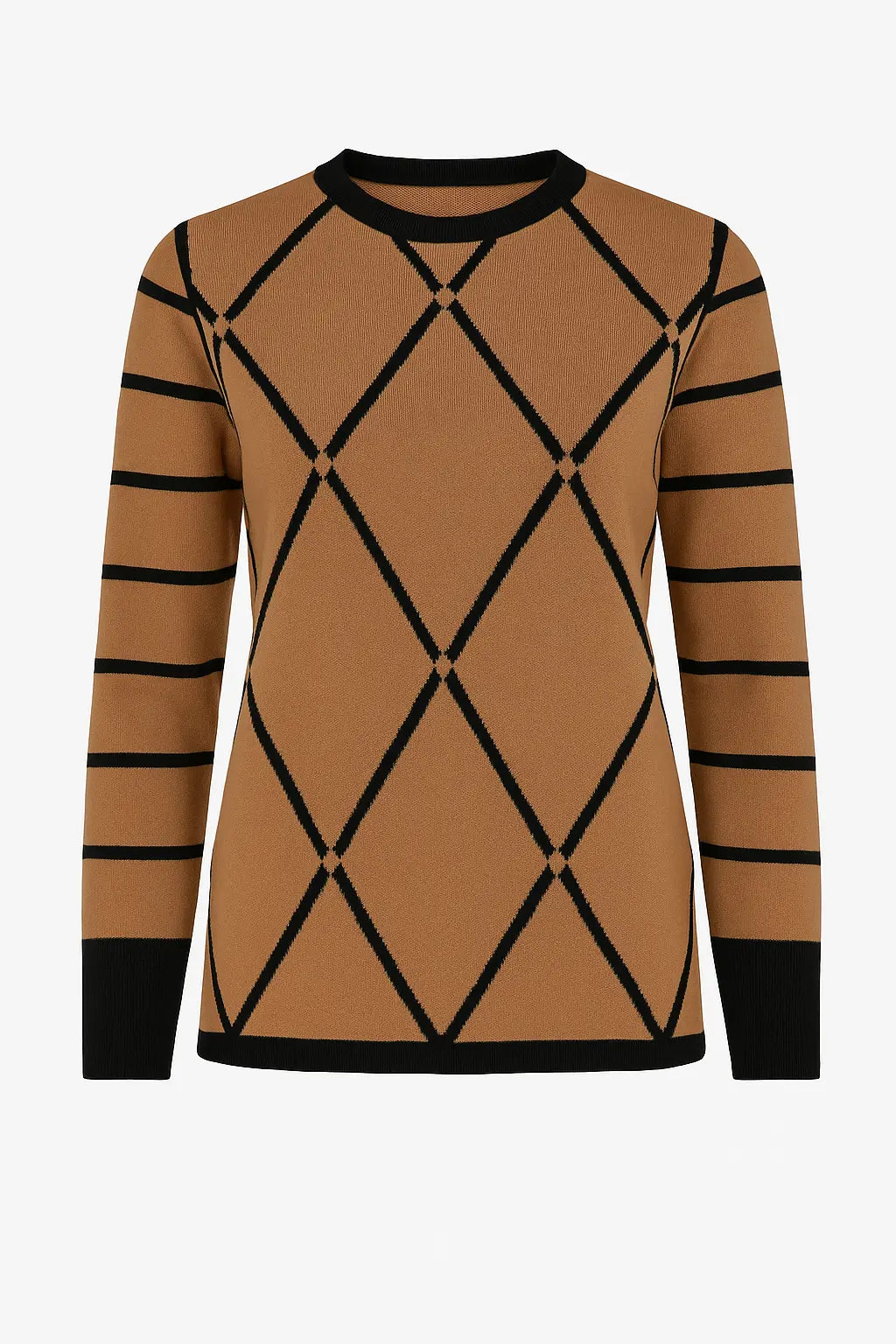 Maglia girocollo con rombi e righe con collo removibile DORABELLA PIU'