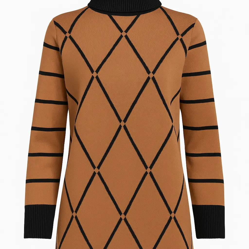 Maglia girocollo con rombi e righe con collo removibile DORABELLA PIU'