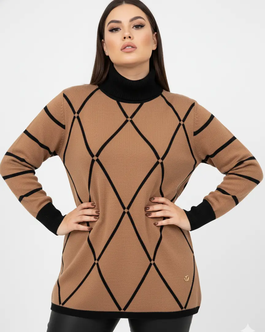 Maglia girocollo con rombi e righe con collo removibile DORABELLA PIU'