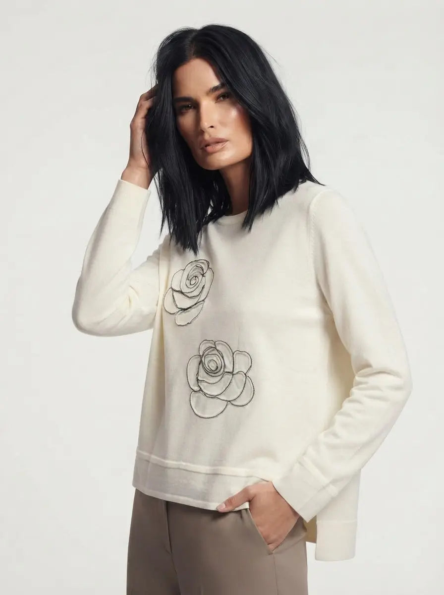 Maglia girocollo con rose DORABELLA