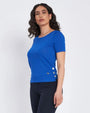Maglia girocollo con spacchi e bottoni laterali ROYAL BLUE DORABELLA
