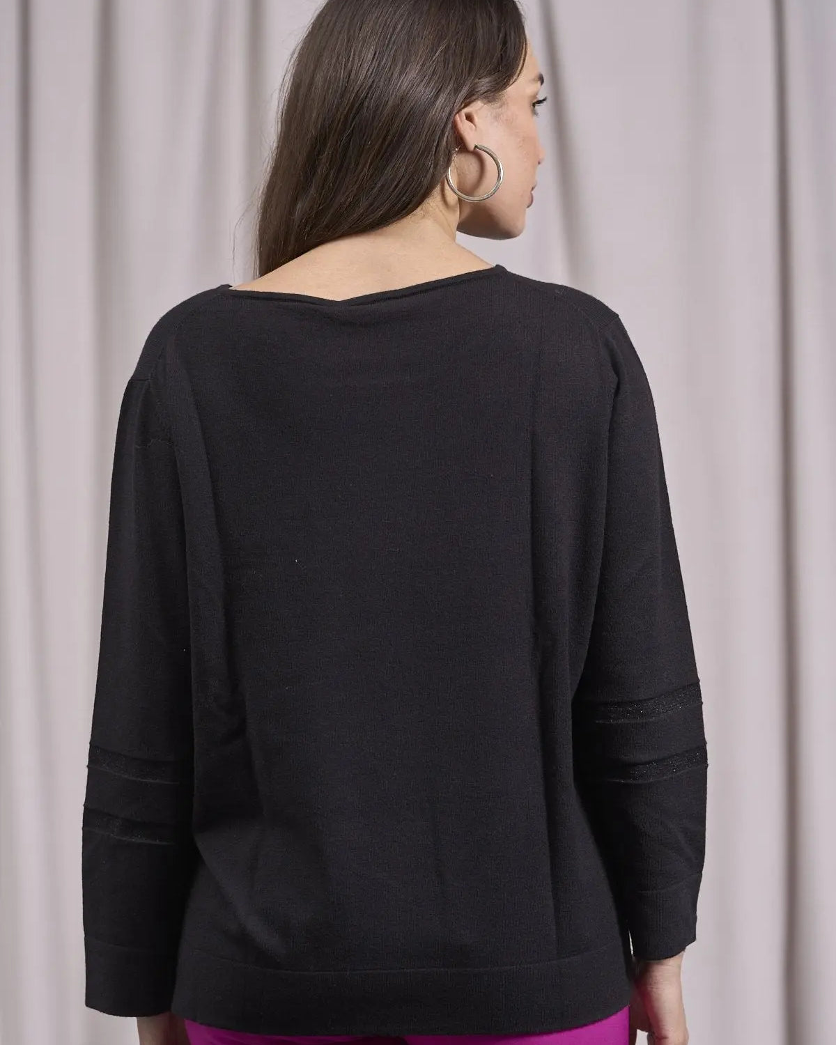 Maglia girocollo con spacchi e inserti in lurex NERO IRONICA
