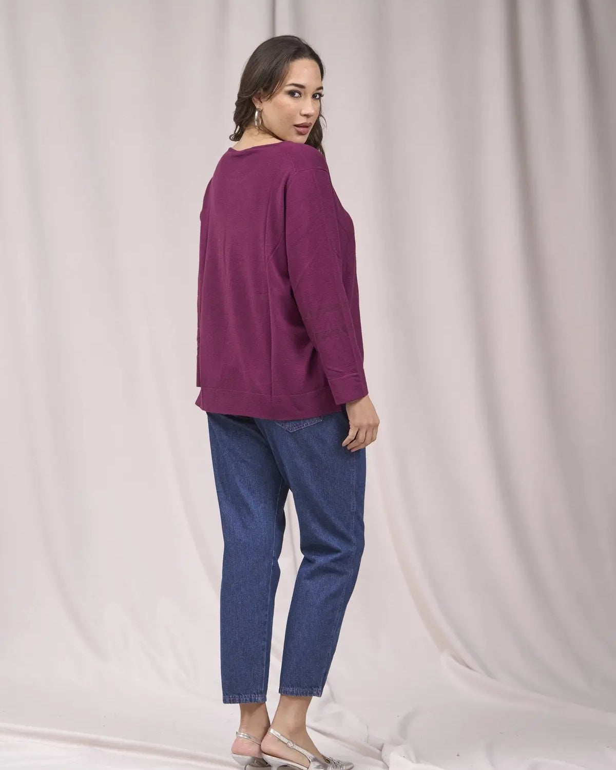 Maglia girocollo con spacchi e inserti in lurex VINO IRONICA