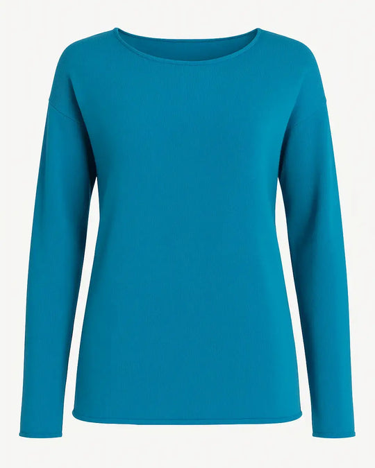 Maglia girocollo con spacco sulla schiena DORABELLA XL / Turchese