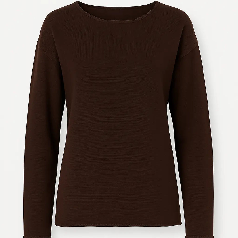 Maglia girocollo con spacco sulla schiena DORABELLA XL / Cioccolato