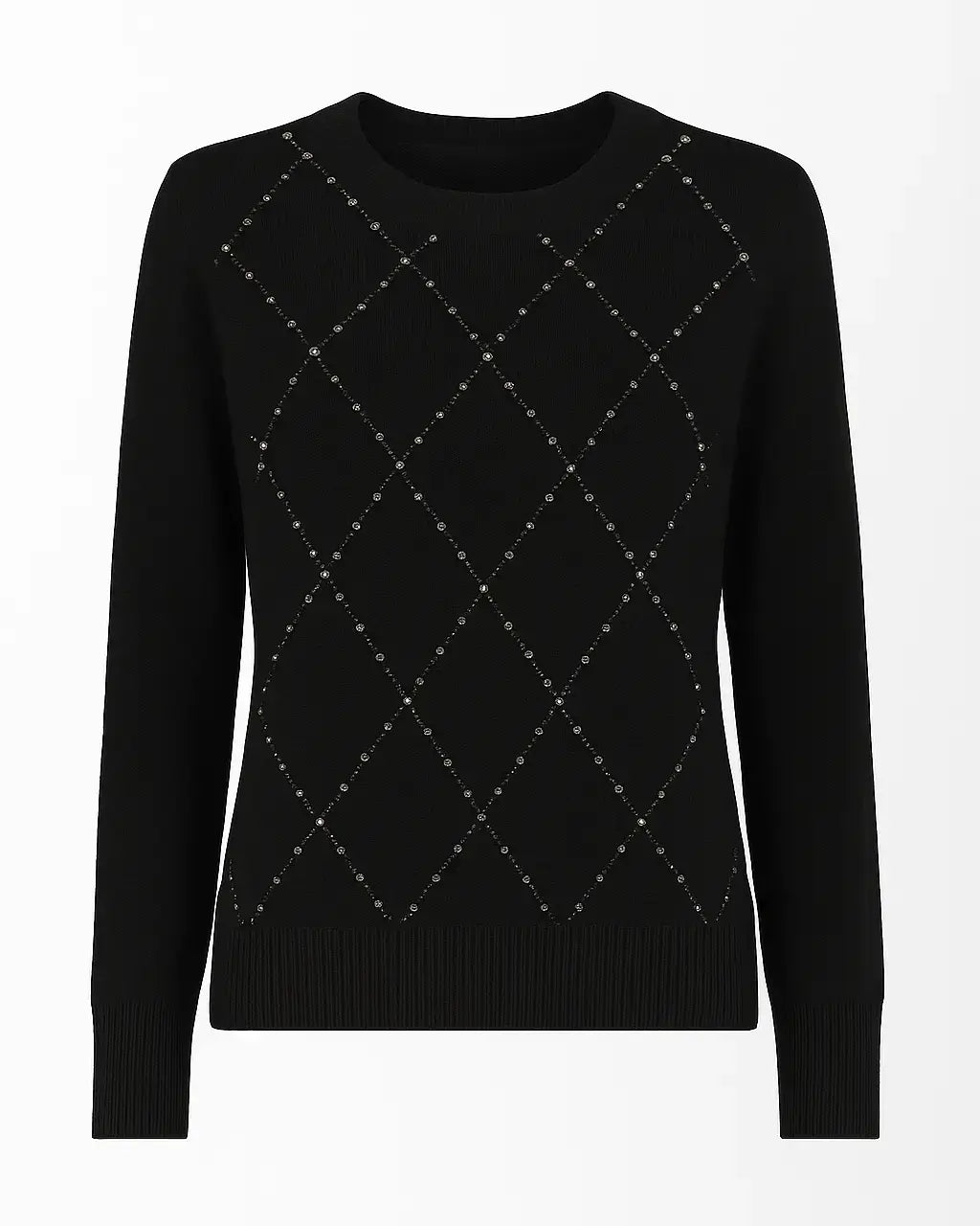 Maglia girocollo con strass applicati DORABELLA XL / Nero