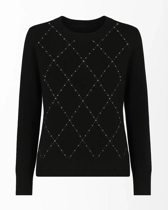 Maglia girocollo con strass applicati DORABELLA XL / Nero