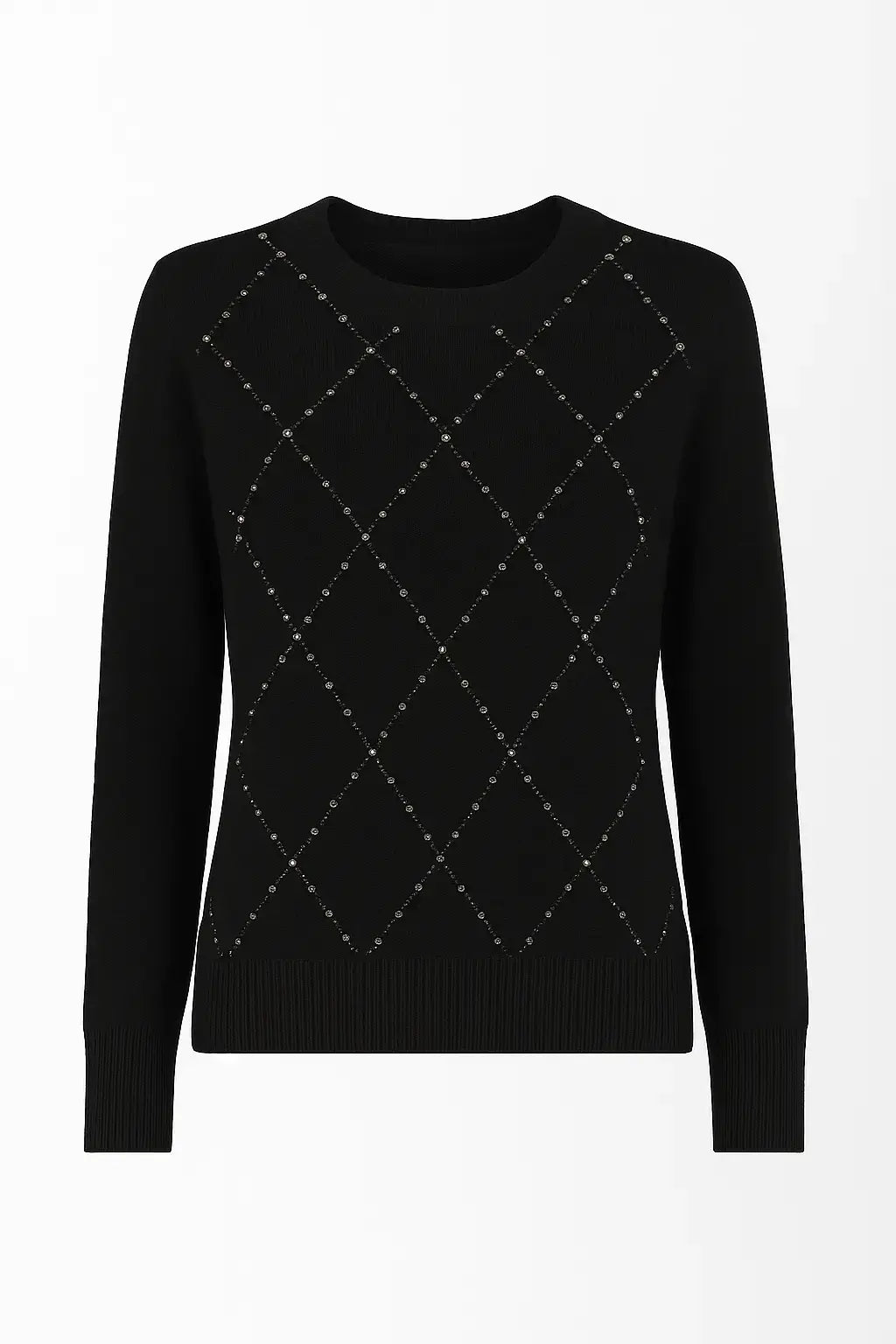 Maglia girocollo con strass applicati DORABELLA XL / Nero