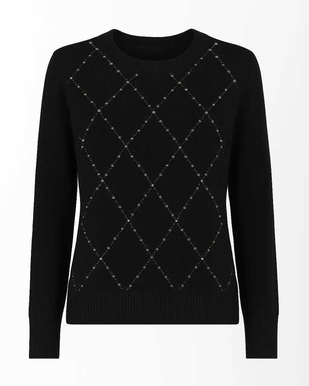 Maglia girocollo con strass applicati DORABELLA XL / Nero