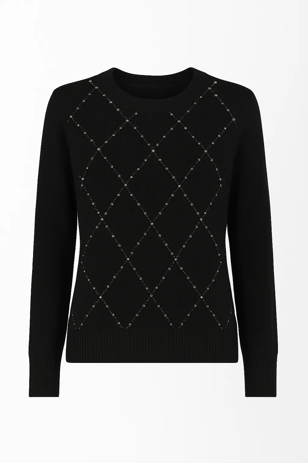 Maglia girocollo con strass applicati DORABELLA XL / Nero