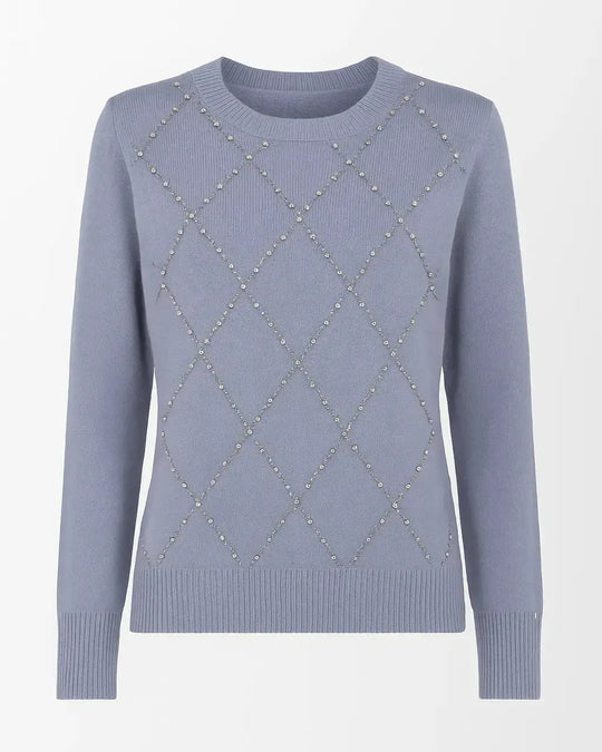Maglia girocollo con strass applicati DORABELLA XL / Polvere