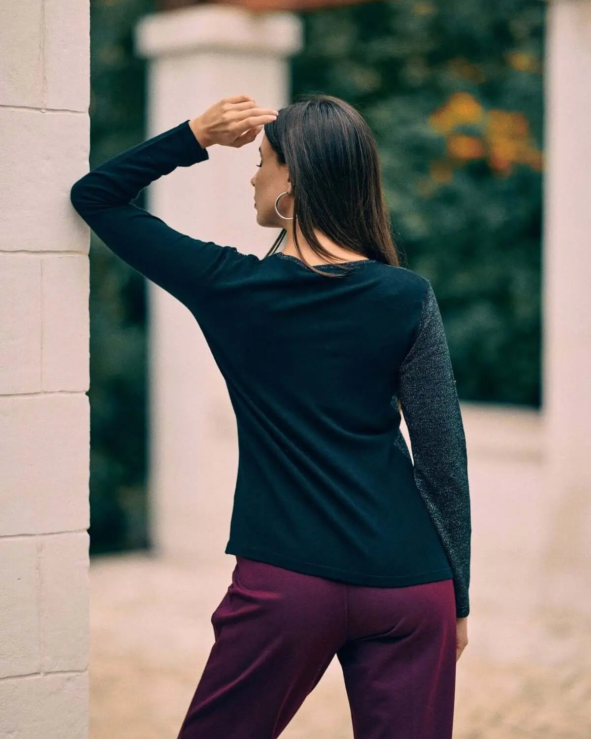Maglia girocollo con strass degradè NERO DORABELLA