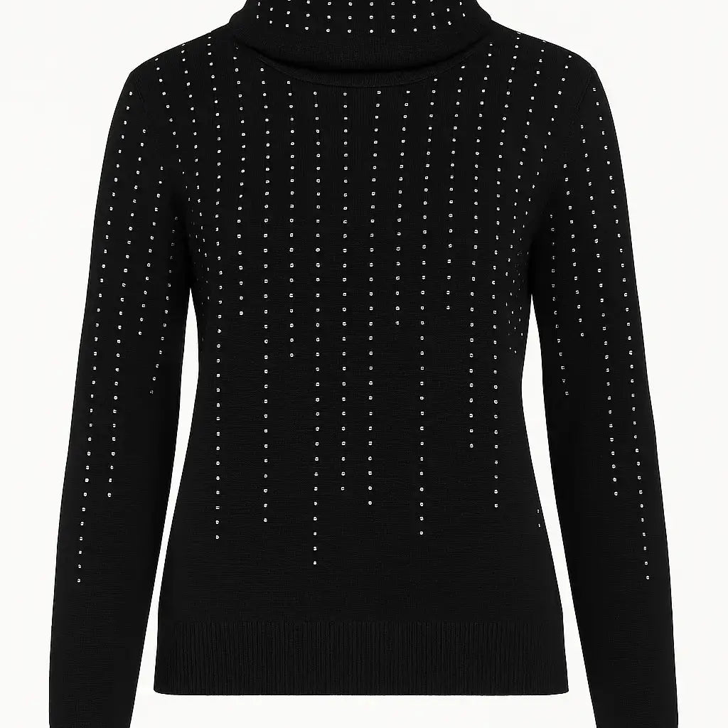 Maglia girocollo con strass e collo removibile DORABELLA