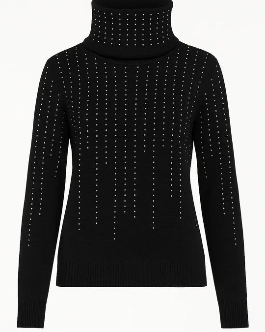Maglia girocollo con strass e collo removibile DORABELLA