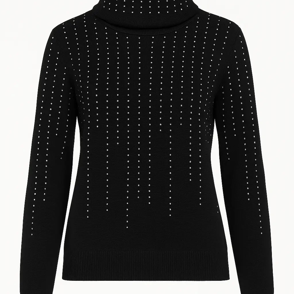 Maglia girocollo con strass e collo removibile DORABELLA