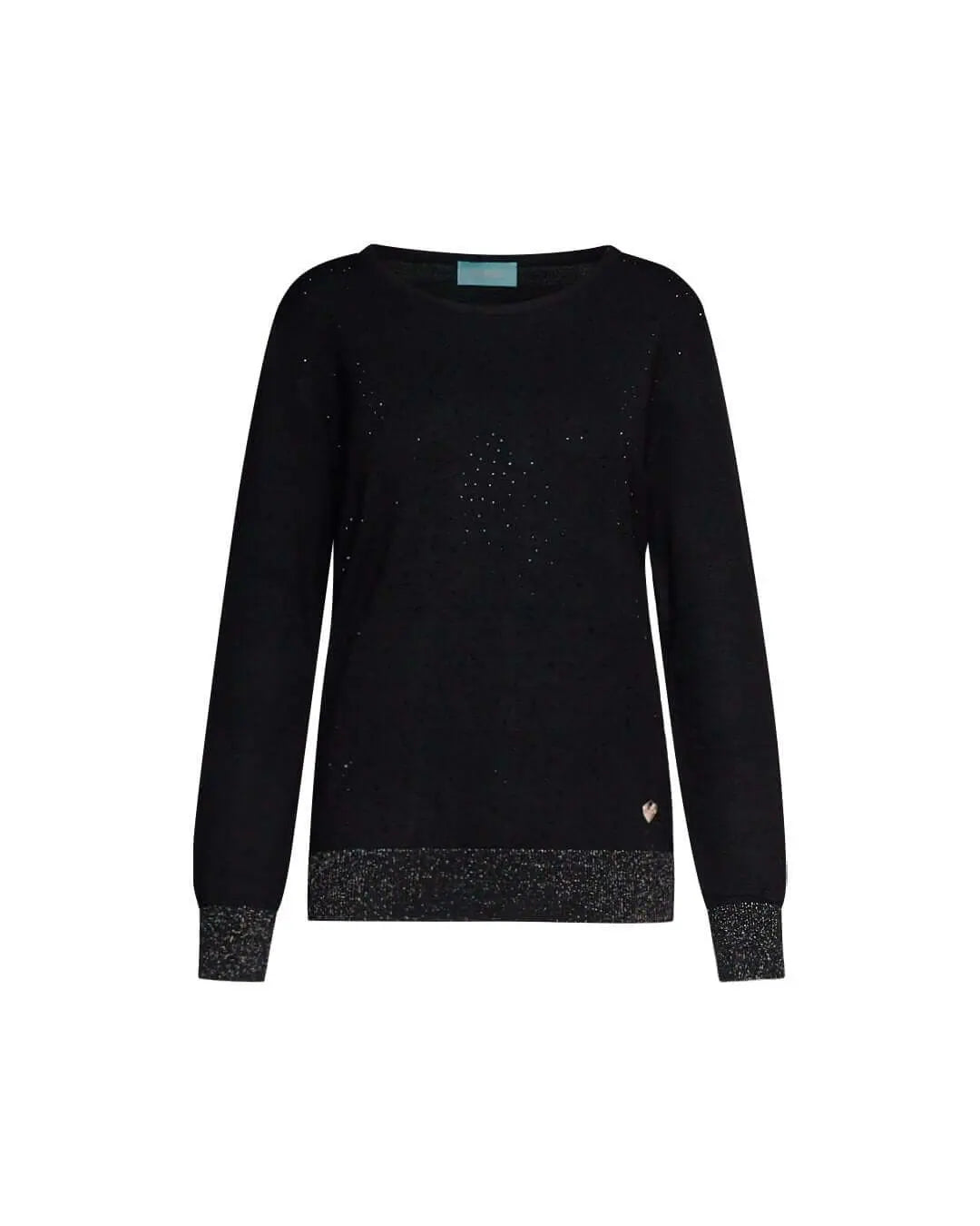 Maglia girocollo con strass e dettagli lurex NERO DORABELLA