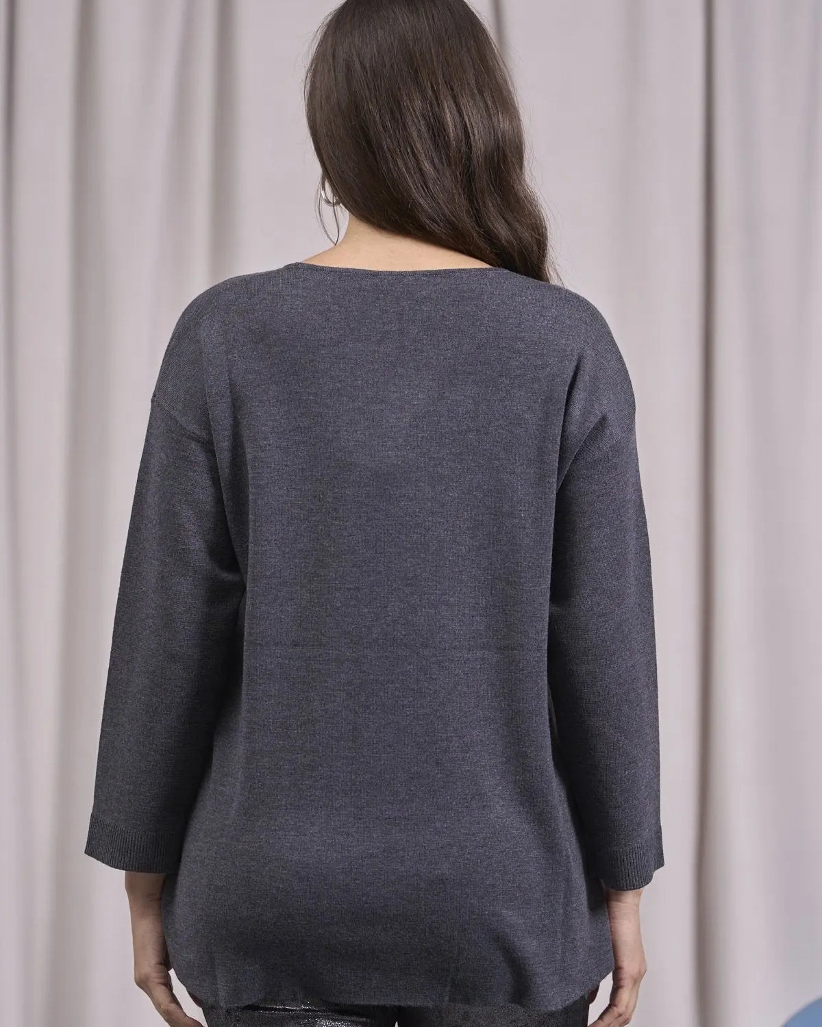 Maglia girocollo con tasche frontali ANTRACITE IRONICA