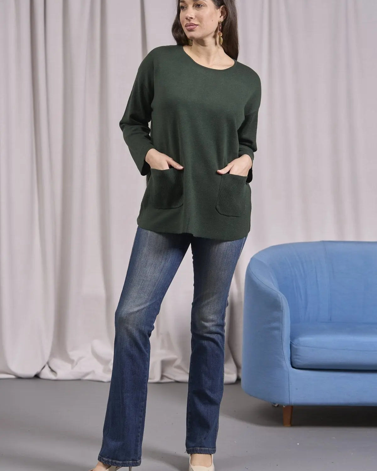 Maglia girocollo con tasche frontali MUSCHIO IRONICA